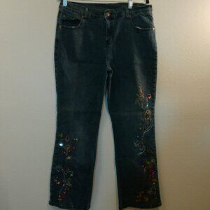 DG2 by Diane Gilman Embroidered Jeans Sequins Size 12P